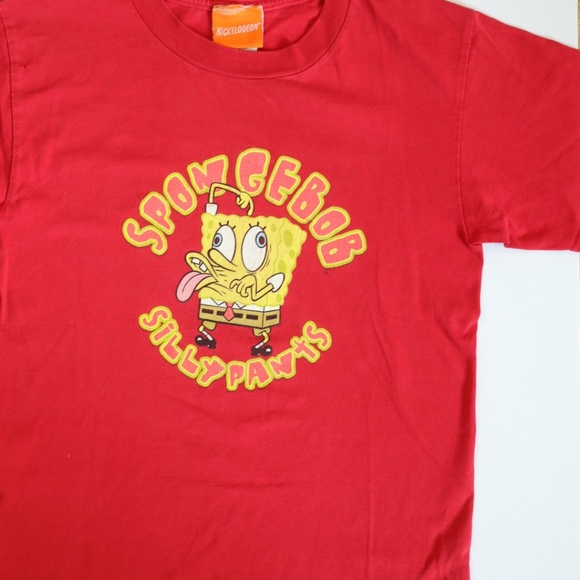 Y2K SPONGEBOB SILLY PANTS Red Tee / 10-12Y - Picture 1 of 7